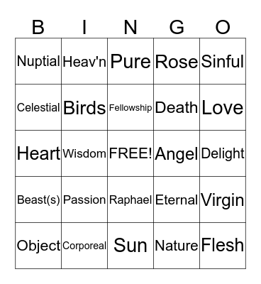 Paradise Lost Book 8 Bingo  Bingo Card