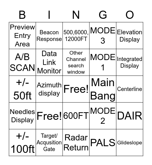 PALS Bingo Card