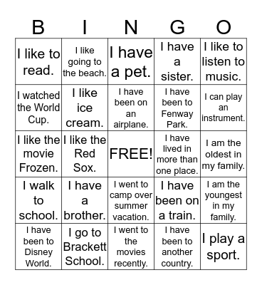 BINGO Card