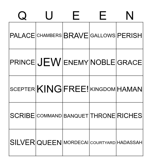 QUEEN Bingo Card