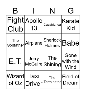 Movie Quote Bingo Card