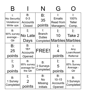 Levy Referral Incentive Bingo Card