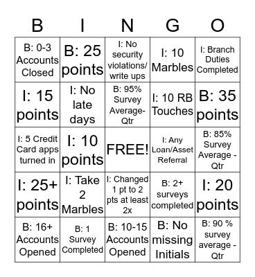 Levy Sales Incentive Bingo Card