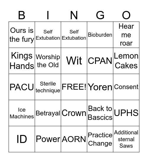 GAME OF ZONES Bingo Card