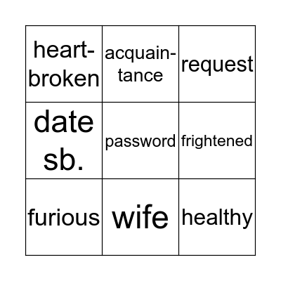 Unit 2 Vocab Bingo Card