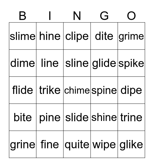 i-e Bingo Card