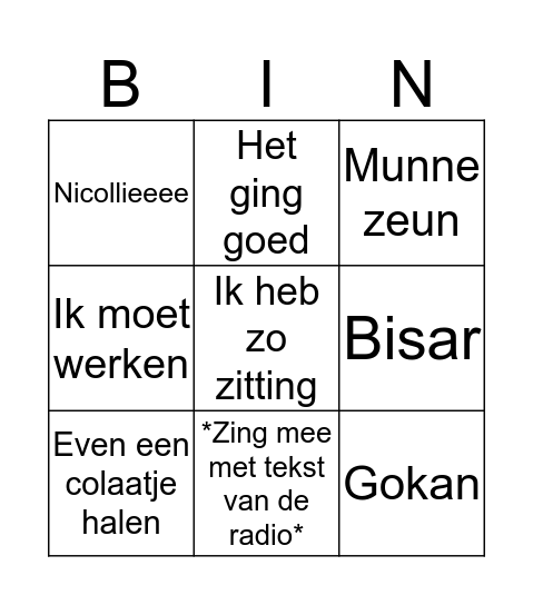 Brammie Bingo Card