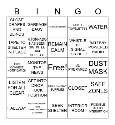 SEVERE WEATHER BINGO Card
