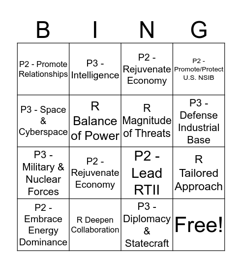 NSS BINGO Card