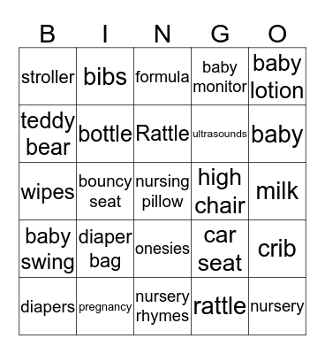 Baby Bingo Card