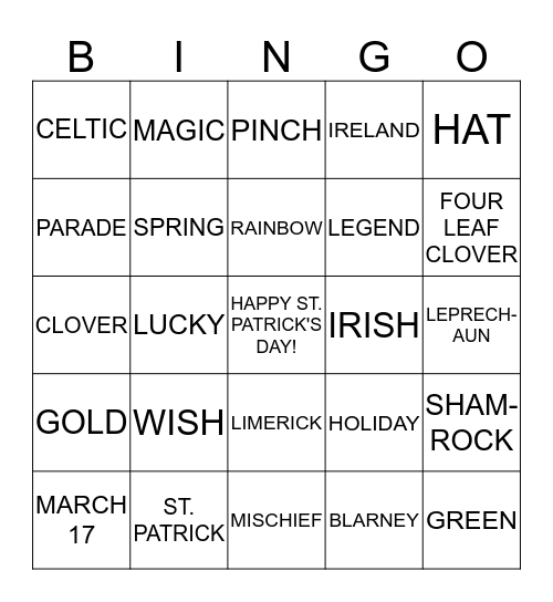 LUCKY Bingo Card