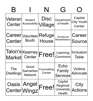 Resource Fair Bingo  Bingo Card