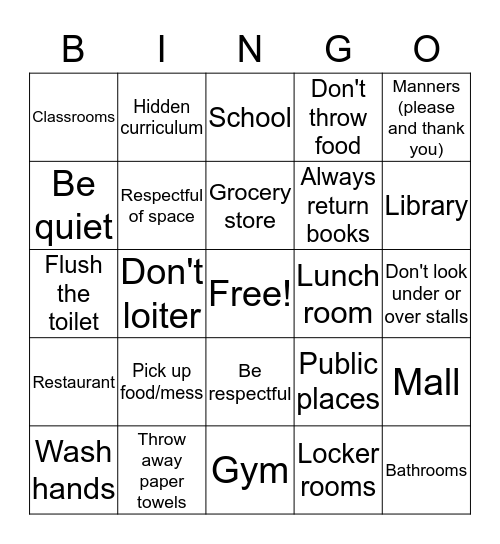 Bingo! Bingo Card