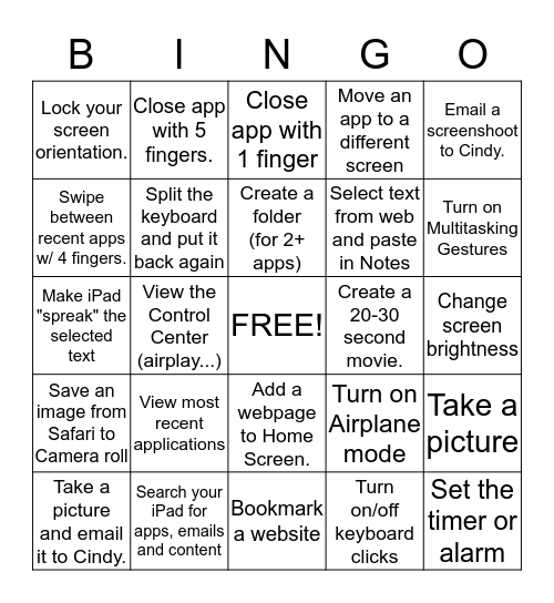 Taking iPad Apps to the Next Level Bingo Card