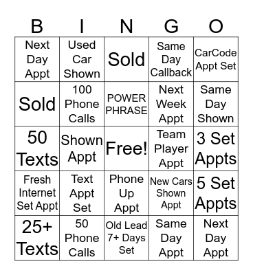Untitled Bingo Card