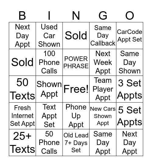 Untitled Bingo Card