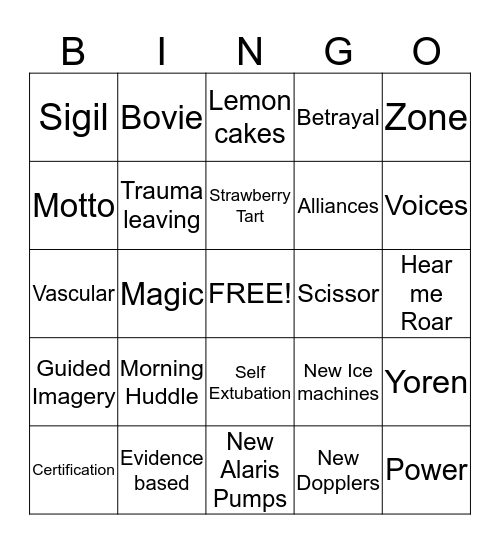 GAME OF ZONES Bingo Card