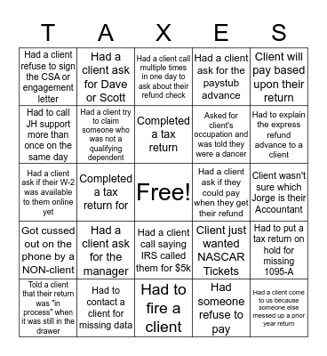 Tax Season Bingo! Bingo Card