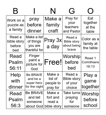 Sprouts Harvest Wed. Night Class Bingo Card