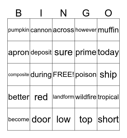 4TH GRADE Bingo Card