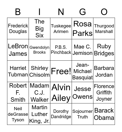 Black History Bingo Card