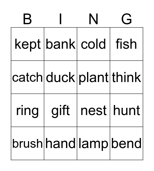 Word Grid Game Board Bingo Card