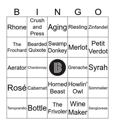 Wine-O for BBBS Bingo Card