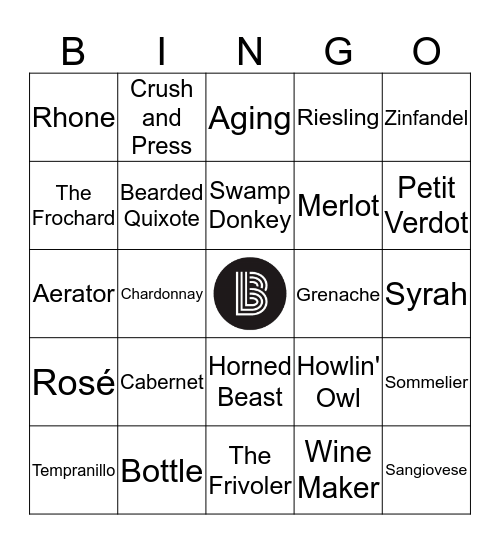 Wine-O for BBBS Bingo Card