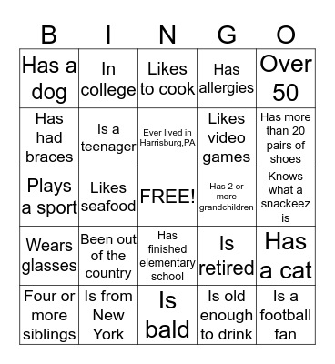 Find someone who.... Bingo Card