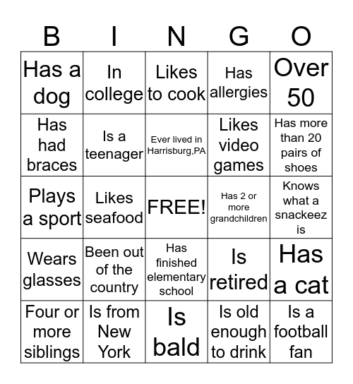 Find someone who.... Bingo Card