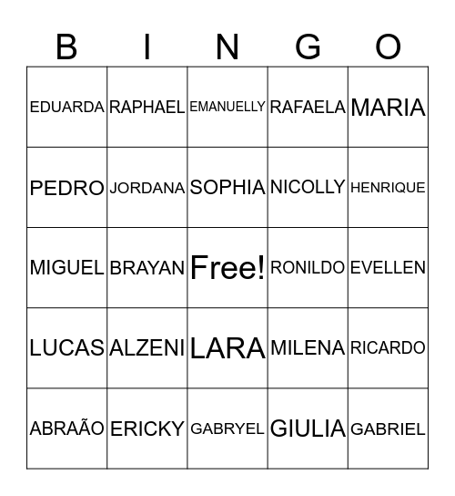 2º D - ALZENI Bingo Card