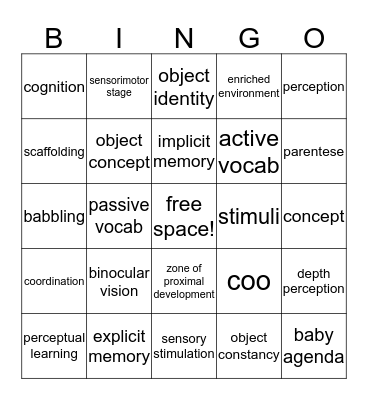 Vocabulary Bingo Card