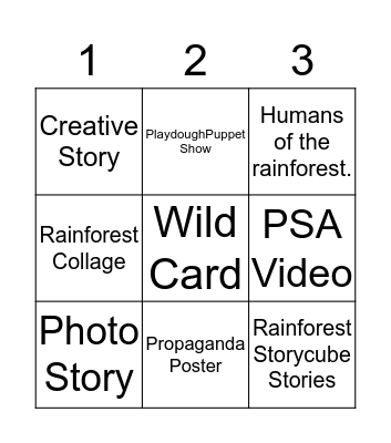 Rainforest Challenge Board Bingo Card