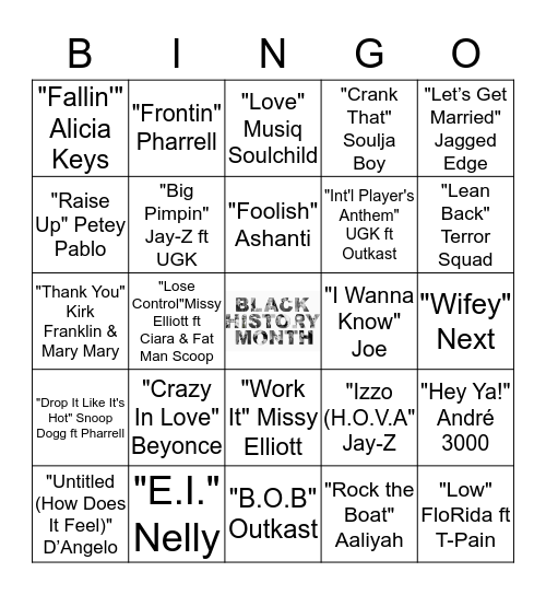 BHM Music Bingo Card