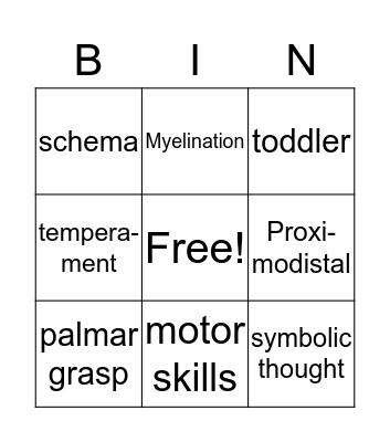 Chapter 3 Human Development Bingo Card