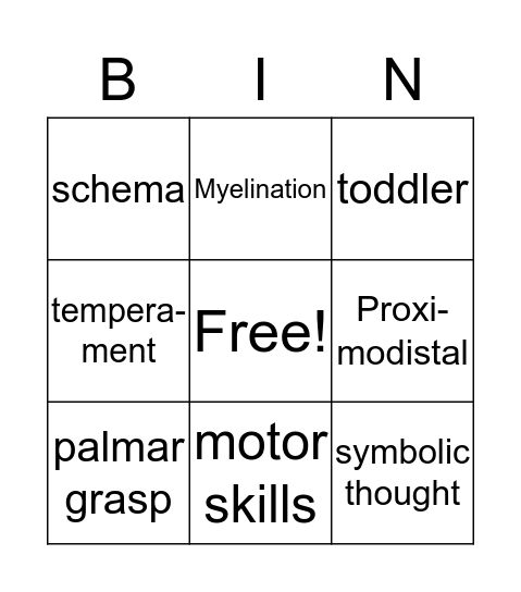 Chapter 3 Human Development Bingo Card