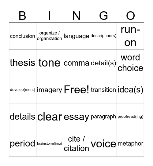 Portfolio BINGO Card