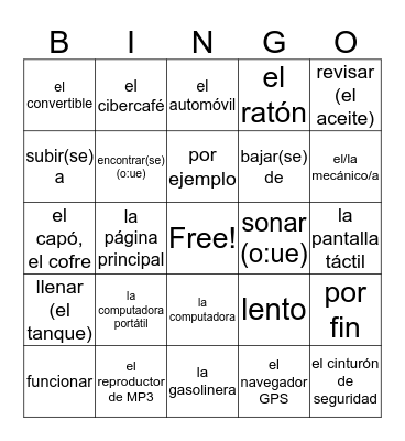 U5 La Tecnología Bingo Card