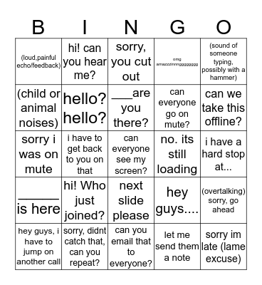 Conference Call Bingo Card