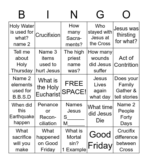 Easter Bingo 3 Bingo Card
