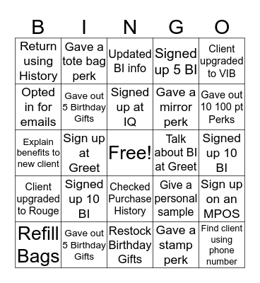 BI BINGO (Cashwrap) Bingo Card