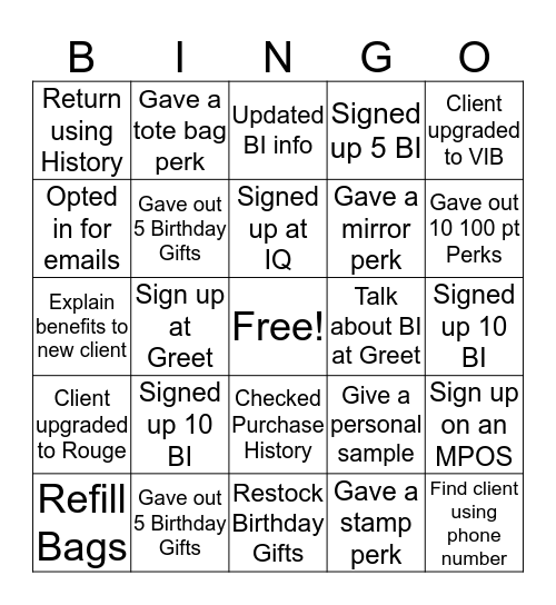 BI BINGO (Cashwrap) Bingo Card