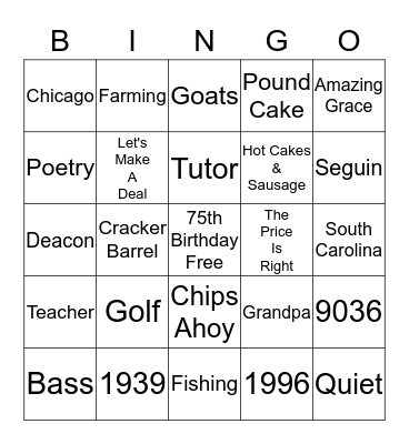 Birthday Bingo Card