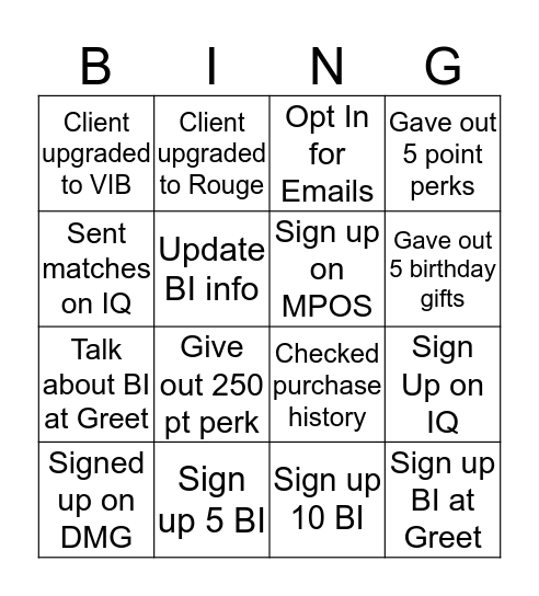 BI BINGO (STAGE) Bingo Card