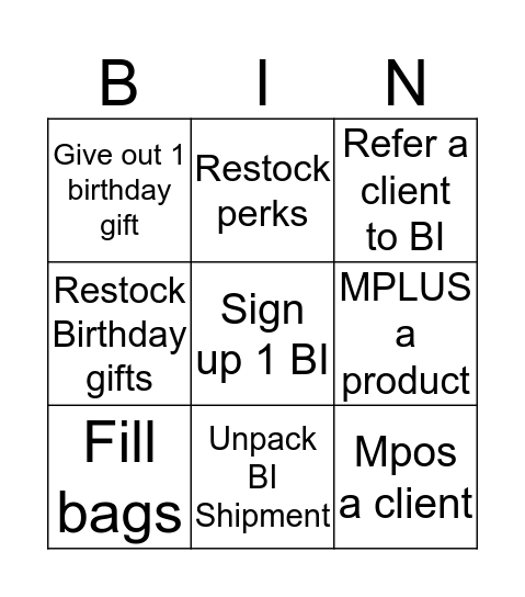 BI BINGO (OPS) Bingo Card
