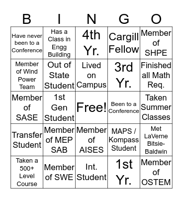 KSU Bingo Card