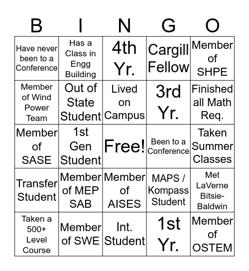 KSU Bingo Card