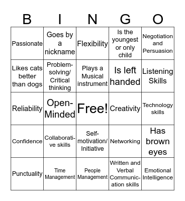 Career BINGO Card