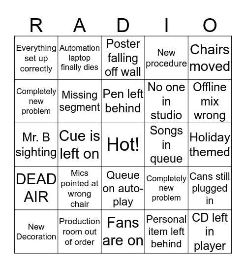 KVCM Bingo Card