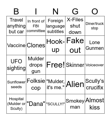 X-Files Bingo Card